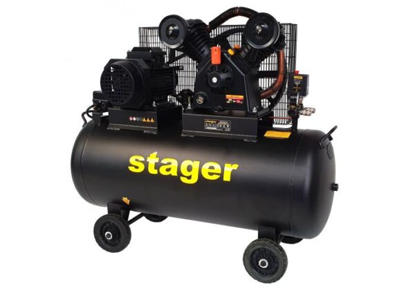 Stager HMV0.6/200-10 Compresor aer, 200L, 10bar, 600L/min, trifazat, angrenare curea